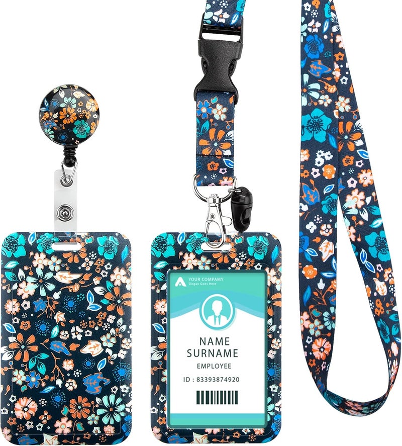 Hinsly ID Badge Holder with Lanyard, Retractable Badge Holders Reels with Lanyards Adjustable, for Women Kids Teacher Nurses Doctor Student - Image 1